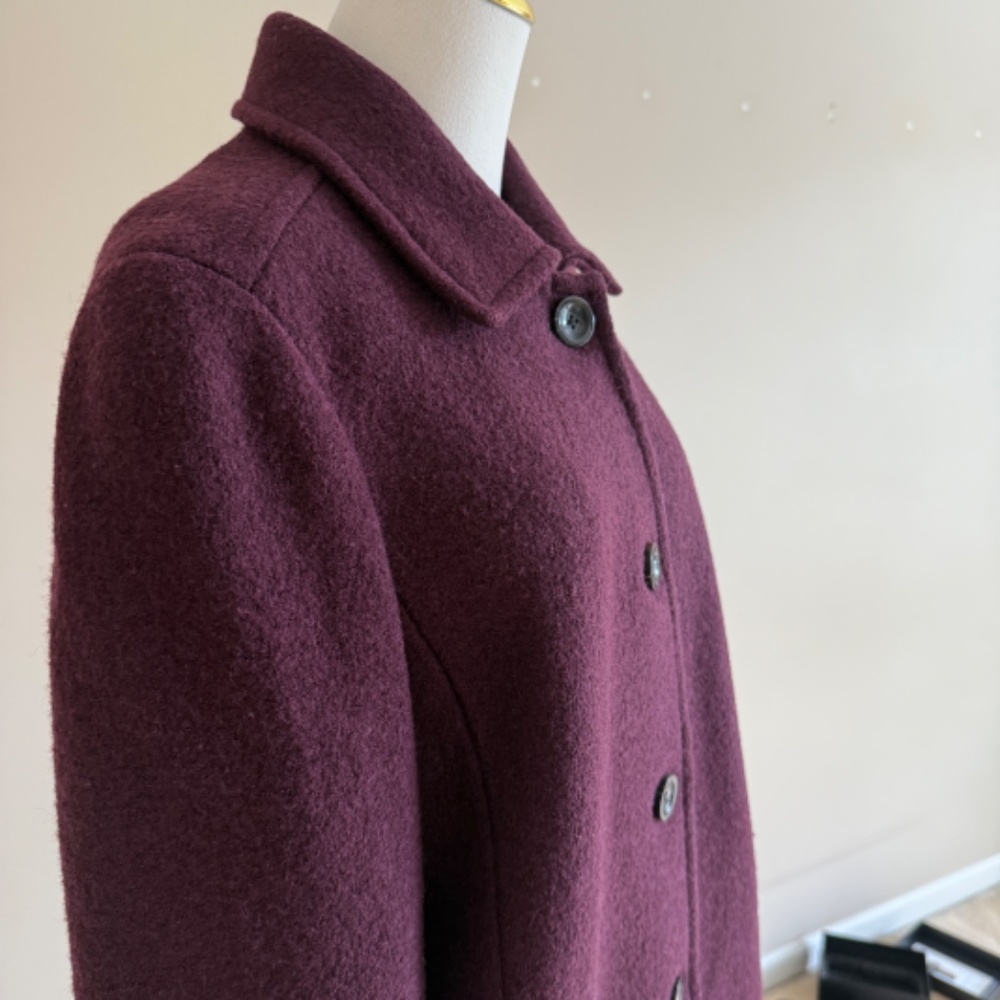 Lands End Women's Boiled Wool Blend Coat in Aged Wine Size 14 - Picture 5 of 13